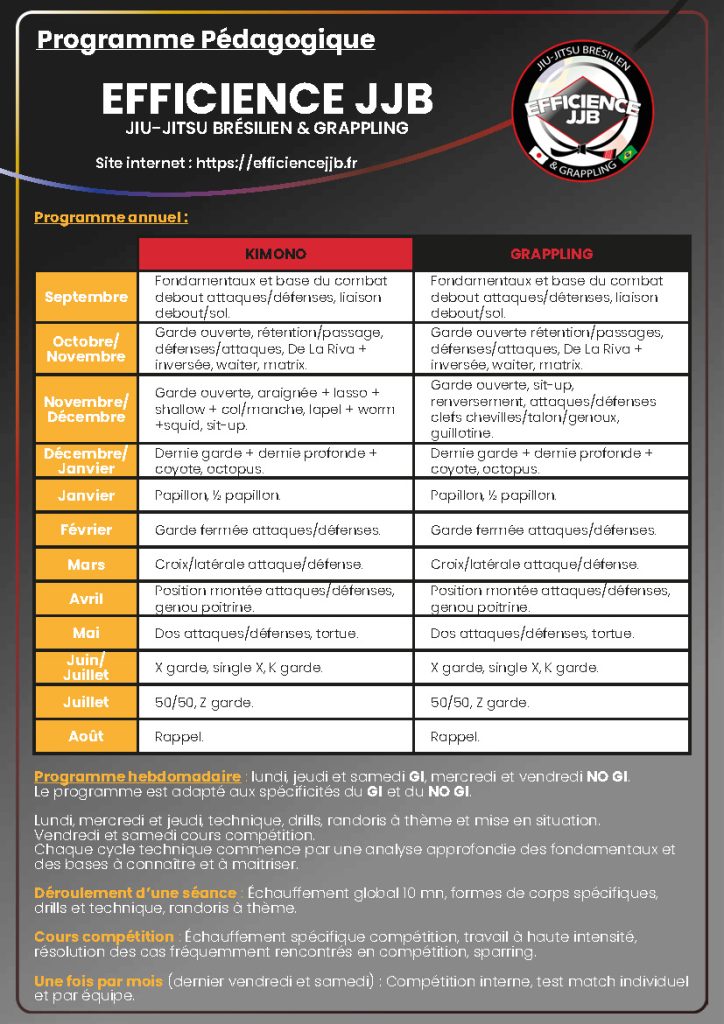 PROGRAMME PEDAGOGIQUE EFFICIENCE JJB